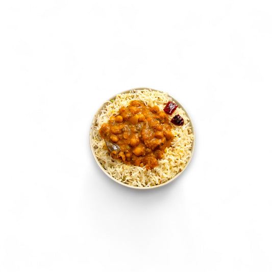 Jeera Rice with Chickpea Masala