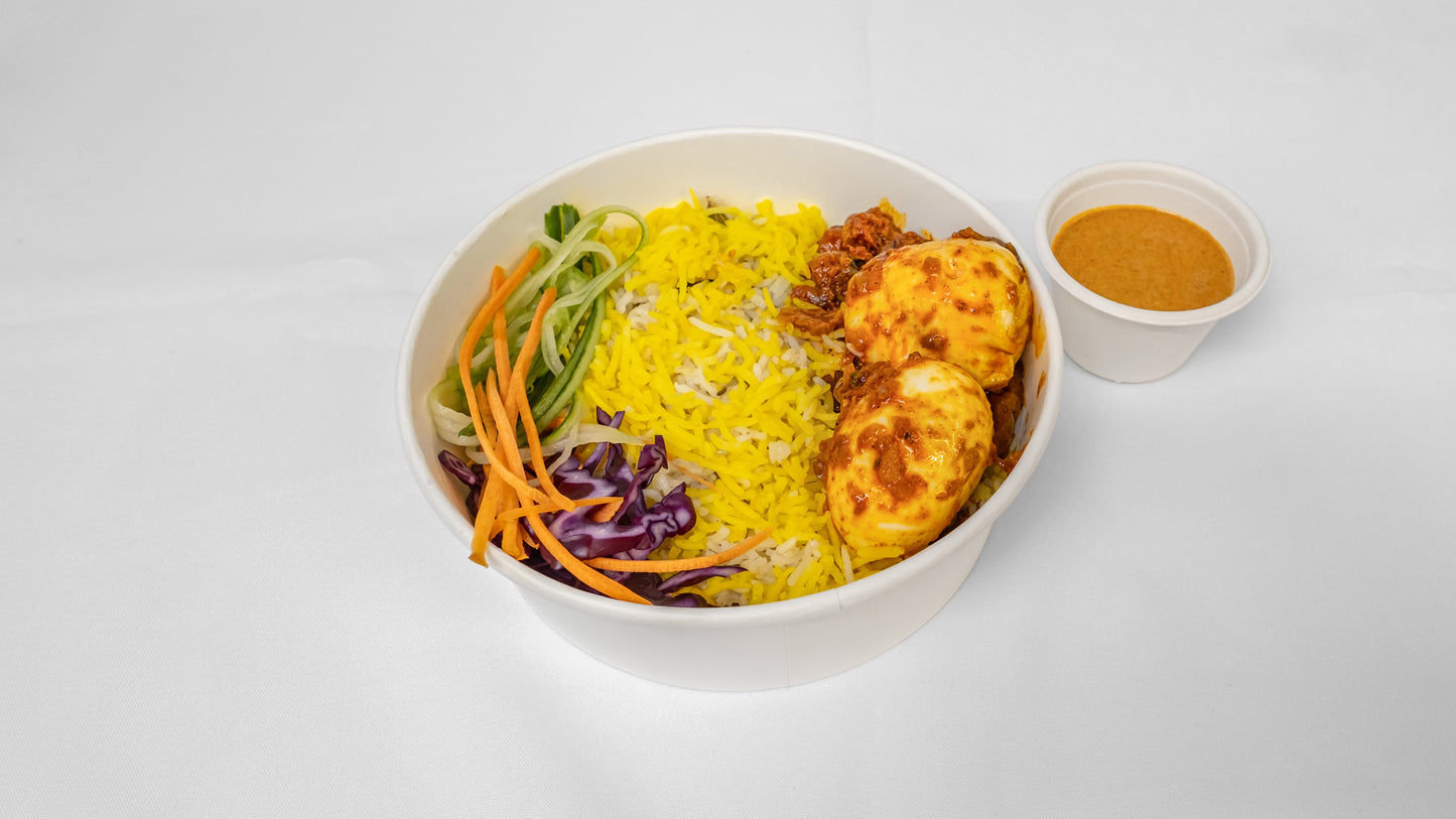 Pulav Rice with Shrimp & Egg Curry Bowl